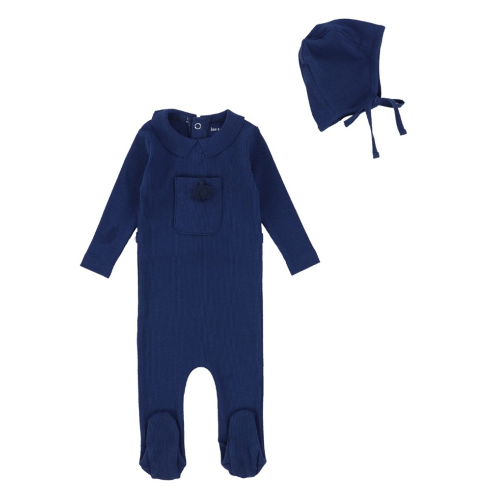 Teal Ruffle & Pocket Rib
Footie w/Hat - new with tags